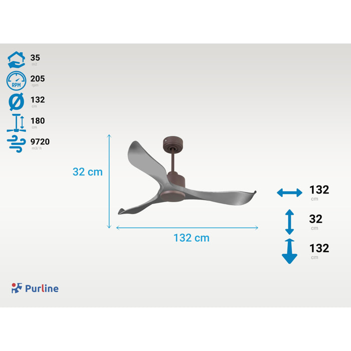 Ventilateur de plafond Réversible  Thermostat Wifi Moteur à courant continu Toits en pente Télécommande Mémoire
