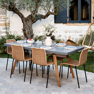 Lot de 2 chaises intérieur/extérieur en résine tressée naturelle - Sirivara