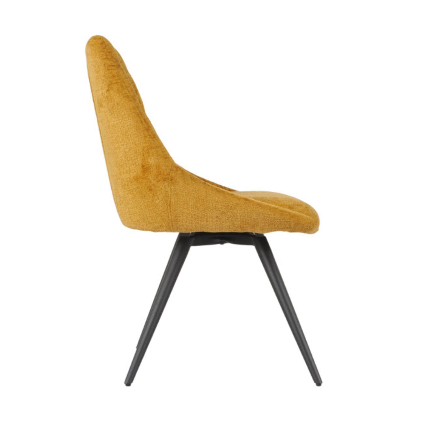 Chaise rotative 180° en tissu doux et pieds en métal noir - TOINOU