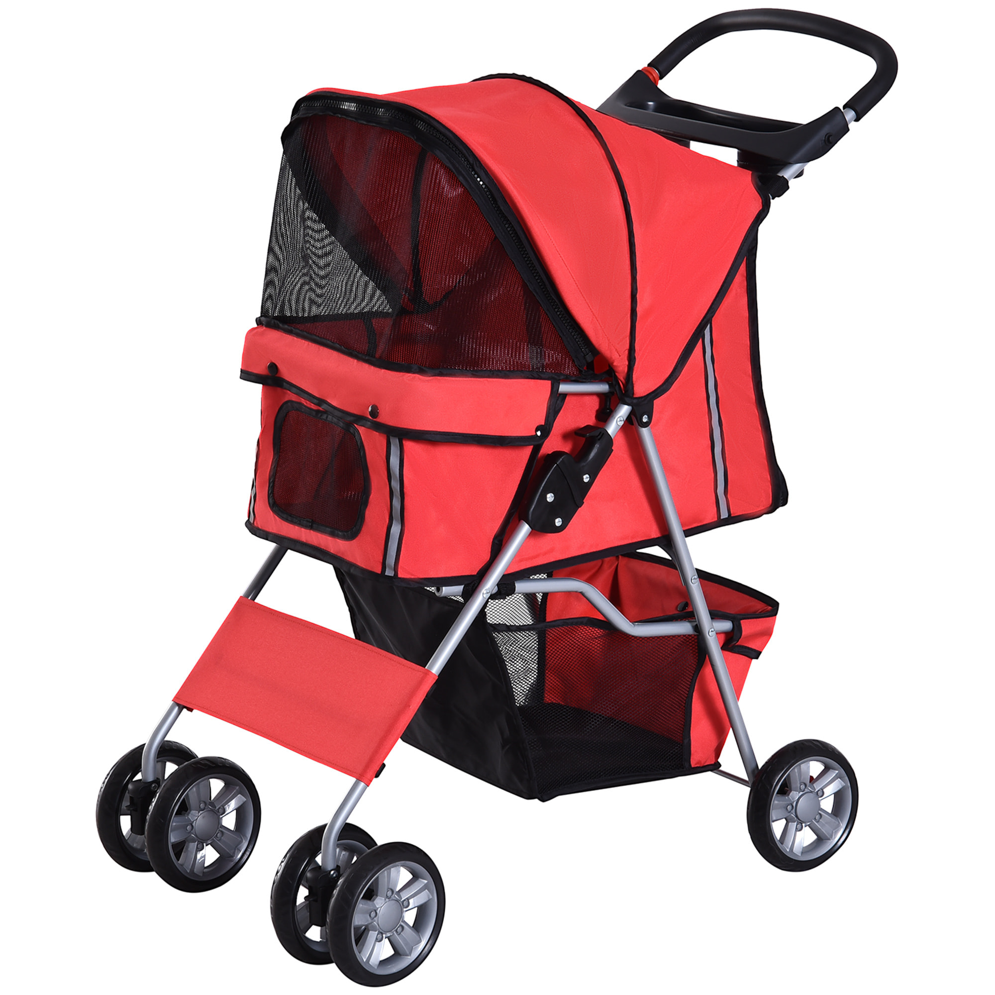 Cochecito Perros Plegable de Tela Nylon 75x45x97cm Rojo