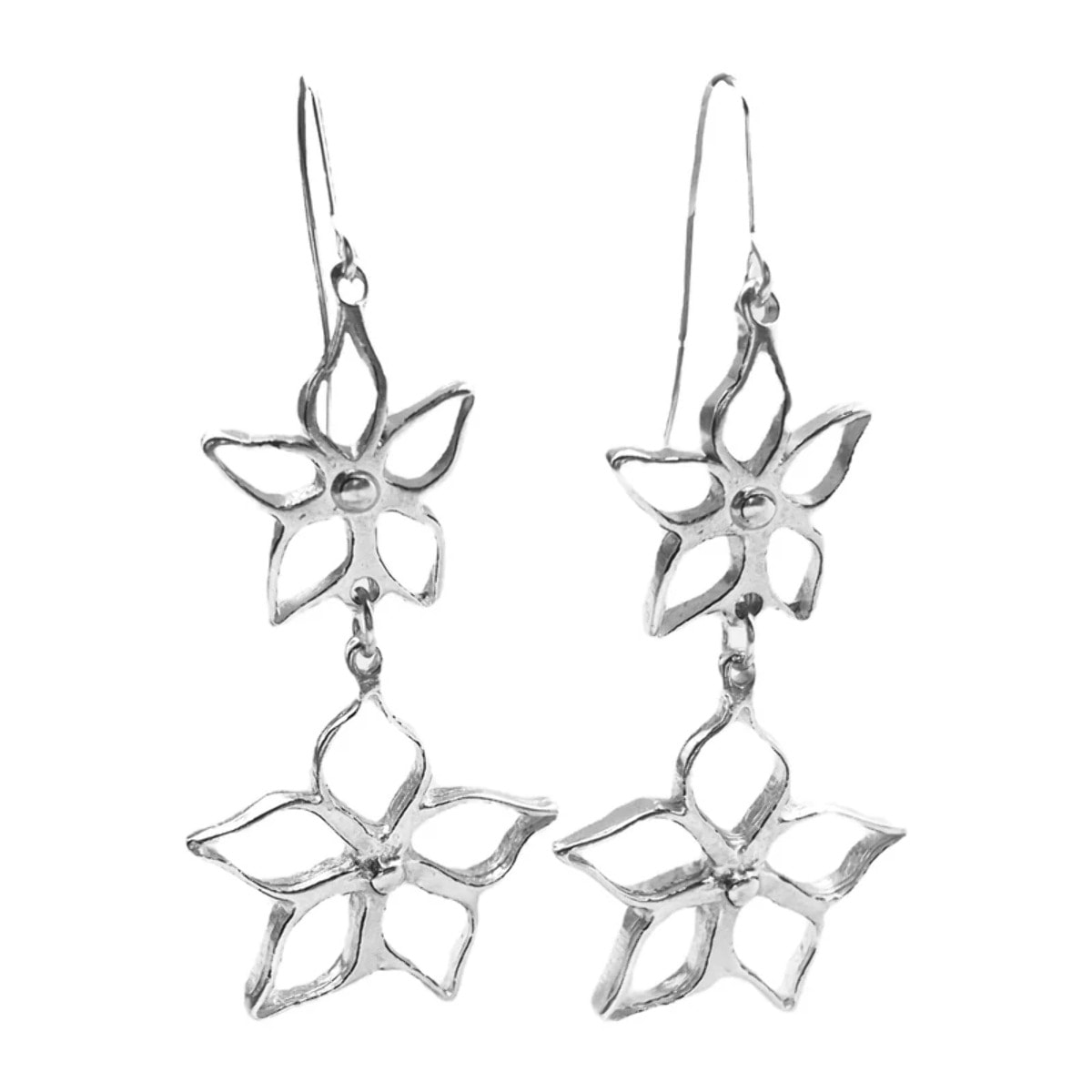 Pendiente doble largo Irregular Blom en plata chapado 10µ gancho