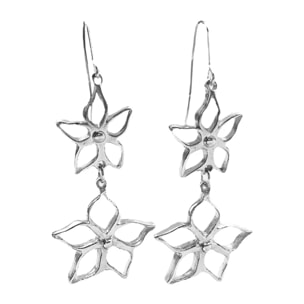 Pendiente doble largo Irregular Blom en plata chapado 10µ gancho