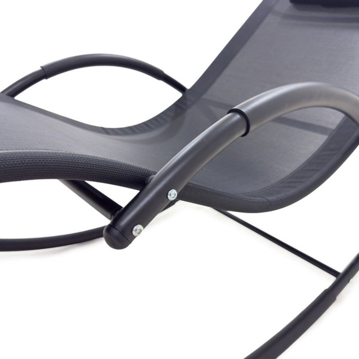Sedia sdraio dondolo da giardino in acciaio con tessuto textilene e cuscino imbottito, reclinabile e confortevole, resistente agli agenti atmosferici, ideale per relax su balcone terrazzo e giardino, stabile e durevole