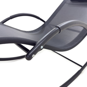 Sedia sdraio dondolo da giardino in acciaio con tessuto textilene e cuscino imbottito, reclinabile e confortevole, resistente agli agenti atmosferici, ideale per relax su balcone terrazzo e giardino, stabile e durevole