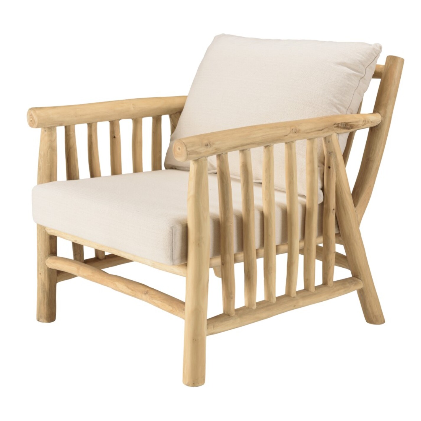 WILL - Ensemble BORNEO : canapé 2 p. 2 fauteuils 1 table basse en teck