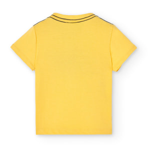 Camiseta de nadÃ³, mangas cortas estampada, amarillo