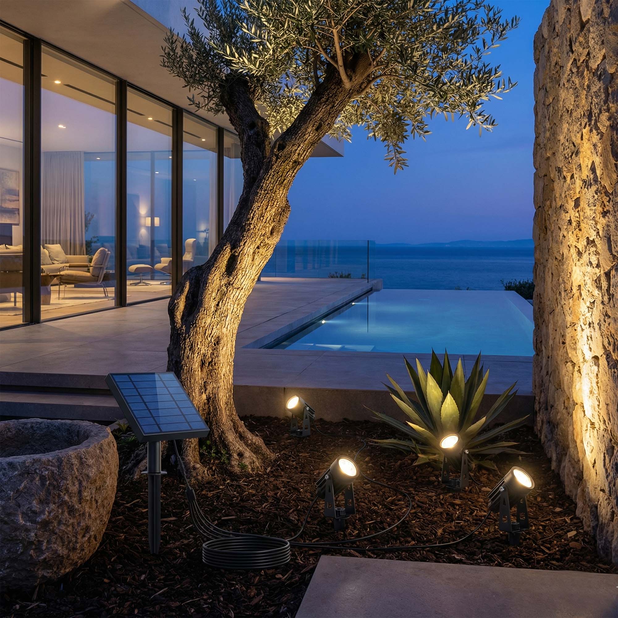 4 Spot solaire connecté ROUNDY Chaud 100LM