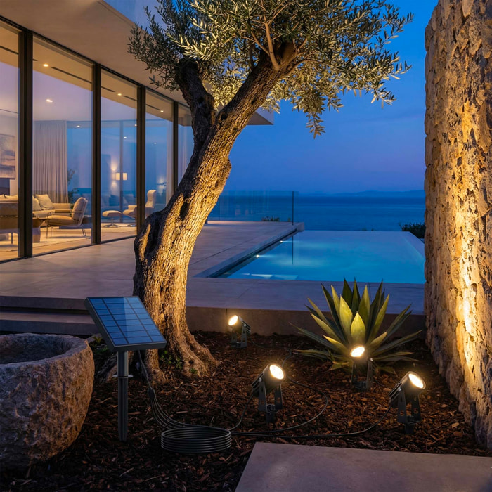 4 Spot solaire connecté ROUNDY Chaud 100LM