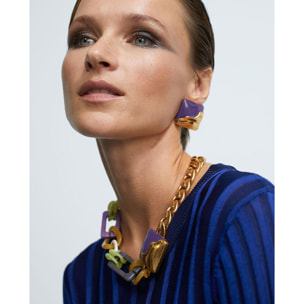 Orecchini a bottone quadrato in acetato