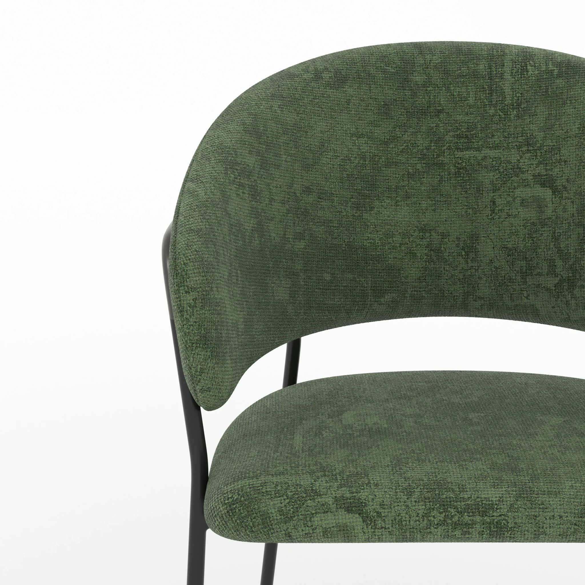 Lot de 2 chaises en tissu vert sapin et pieds en métal noir - Amaya