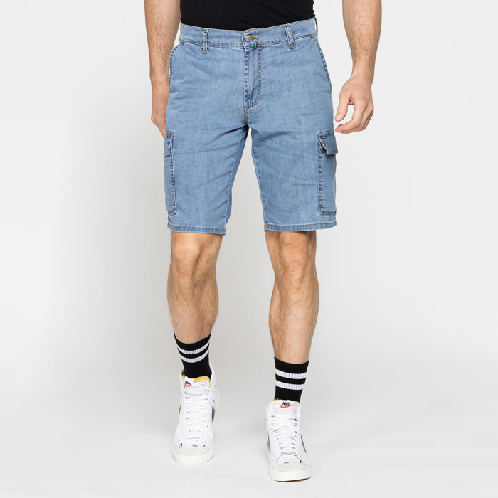 BERMUDA TASCONATO IN DENIM LEGGERO ELASTICIZZATO 9 oz.