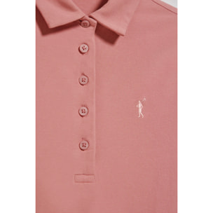 Vestido polero rosa empolvado con logo Rigby Go