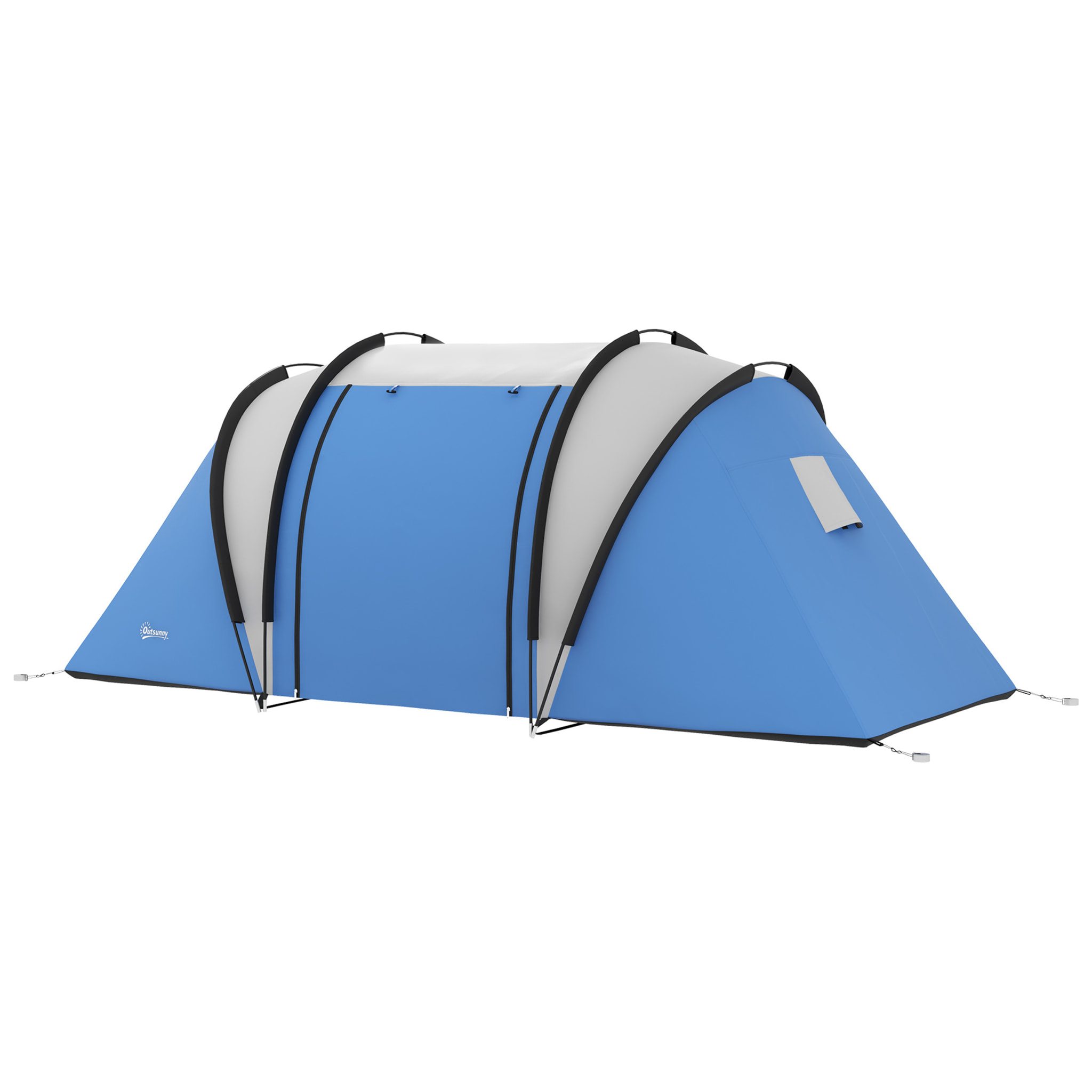 Tente de camping familiale 4-5 pers. 2 chambres 3 fenêtres sac bleu
