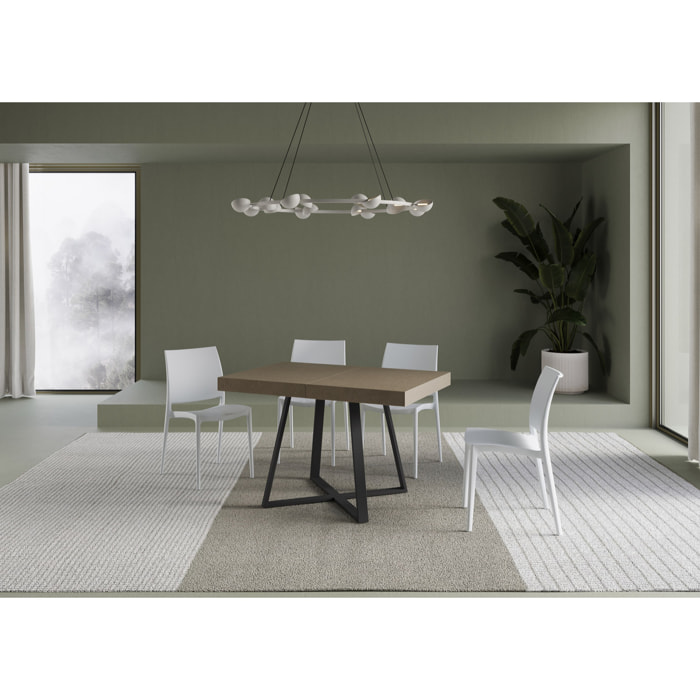 Table extensible 90x120/224 cm Abbraccio taupe pieds anthracite