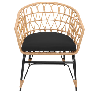 Lot de 2 fauteuils en rotin synthétique avec coussins AIKO