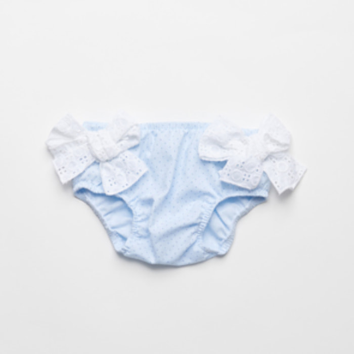 CUBREPAÑAL AZUL CON LAZO BORDADO