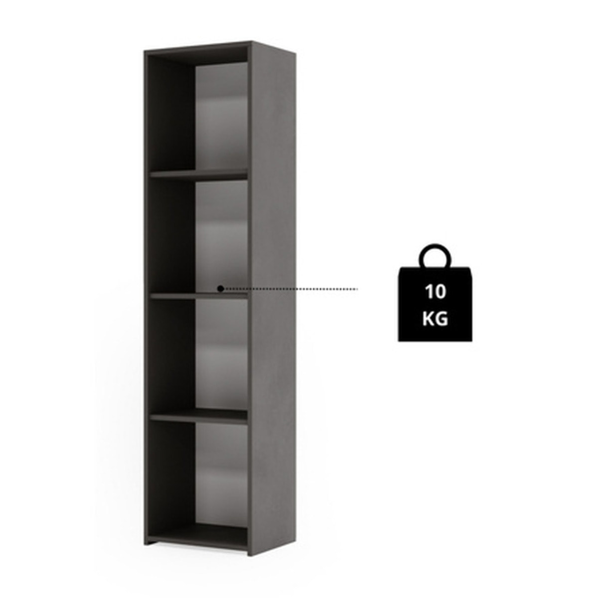 Libreria a colonna LONI 160x40 cm grigia con 4 ripiani a giorno