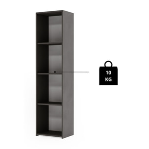 Libreria a colonna LONI 160x40 cm grigia con 4 ripiani a giorno