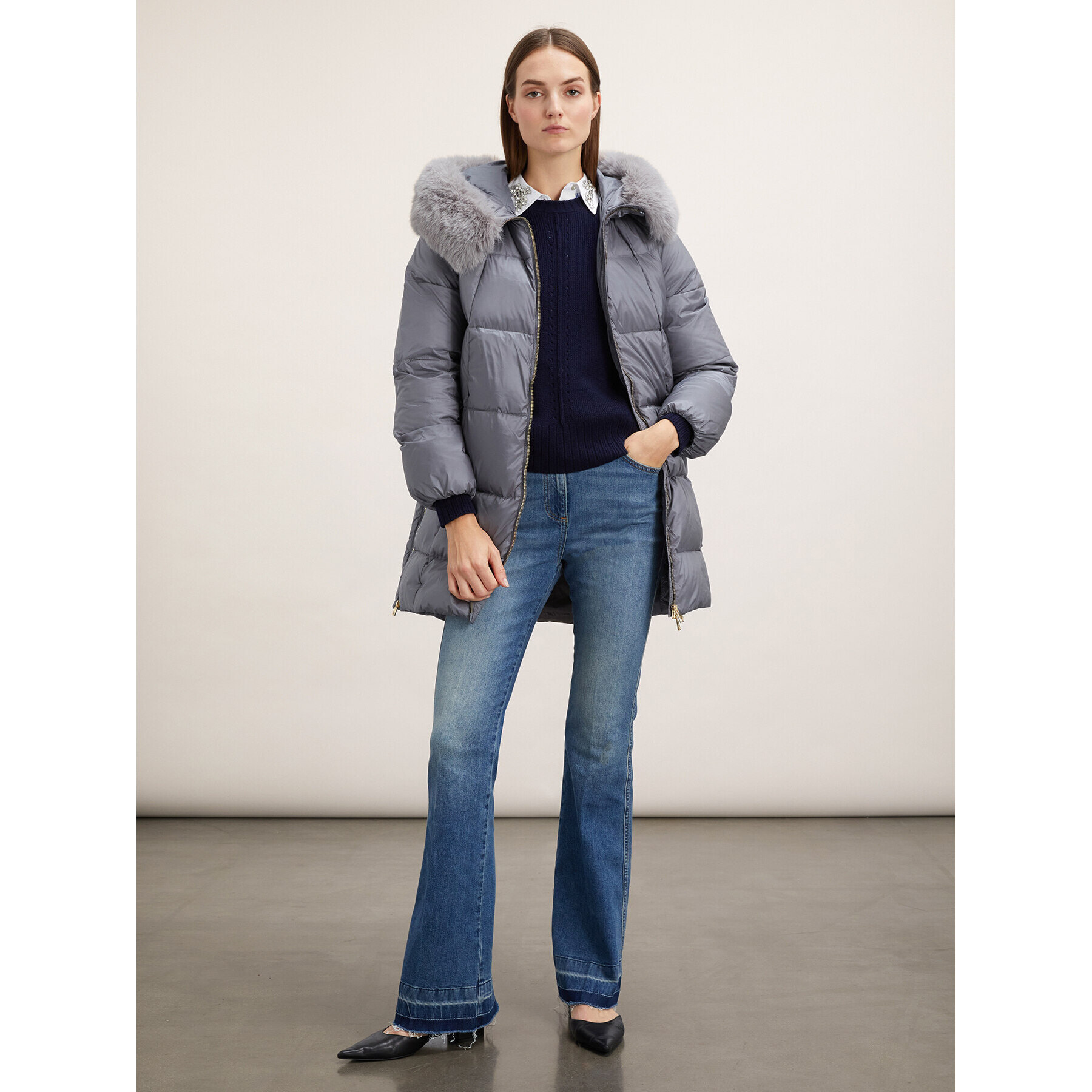 Motivi - Chaqueta acolchada con capucha - Gris