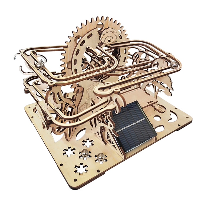 Maqueta de Madera 3D, con movimiento mecánico diseño de laberinto de bolas con panel Solar.