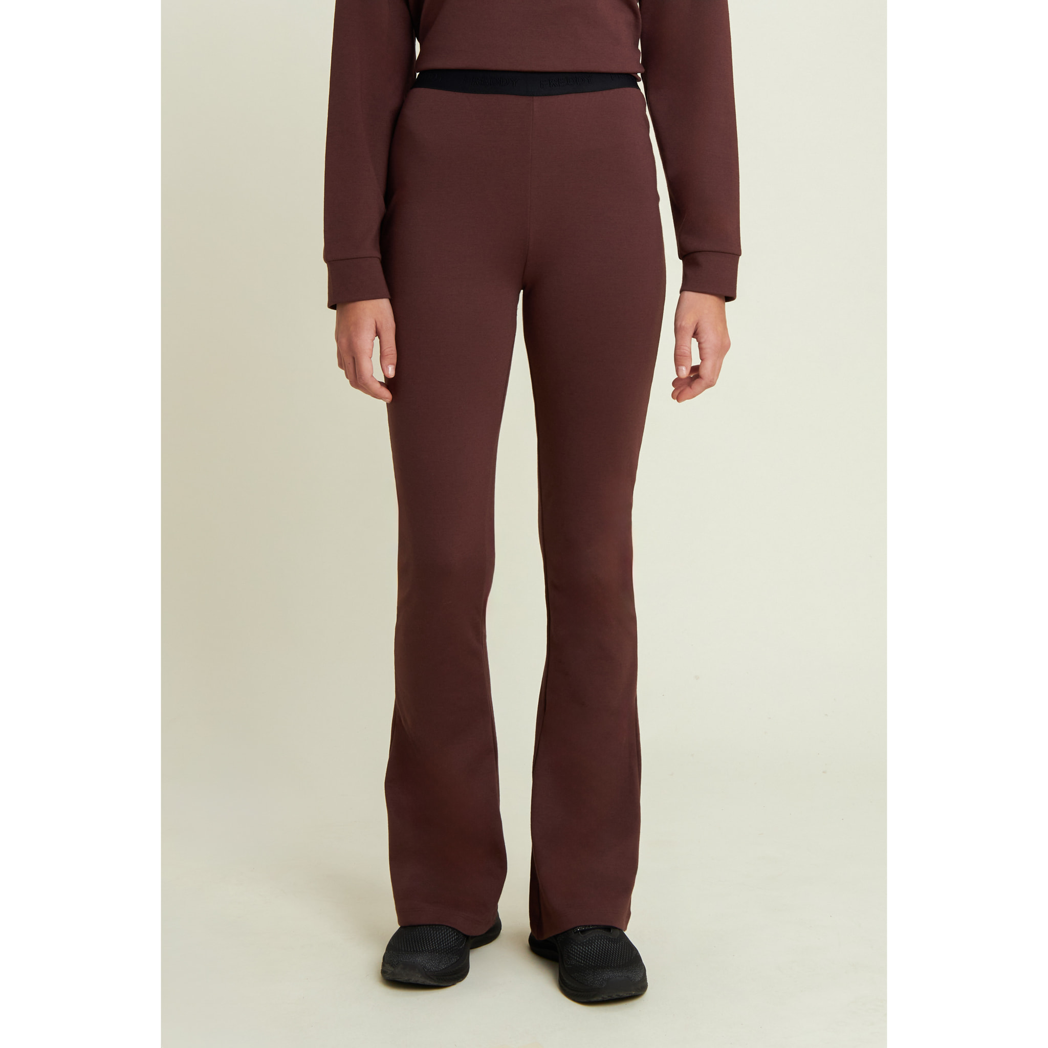 Pantaloni superflare donna vita alta