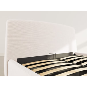 Juliette - lit coffre - 160x200 cm - en velours côtelé - Beige