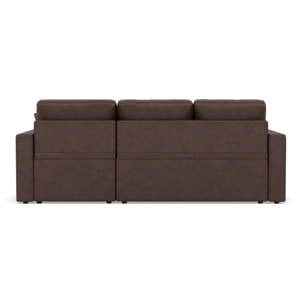 Cyrus - Canapé d'angle réversible 4 places - convertible avec coffre - en simili - Marron
