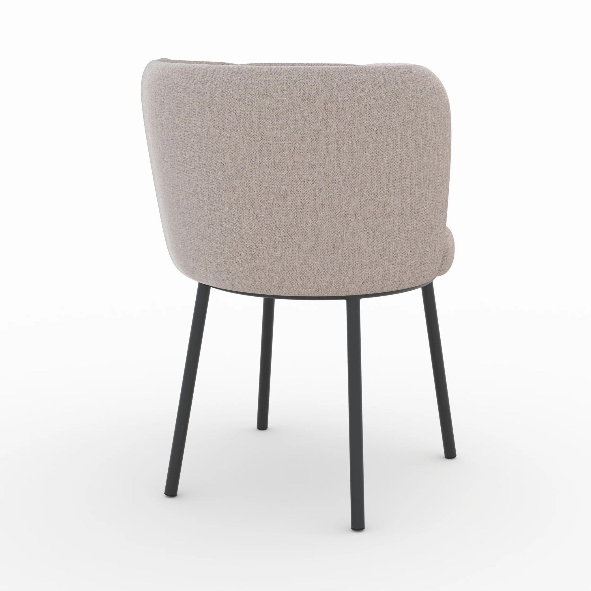 Chaise en tissu beige chiné et pieds noirs - Aby