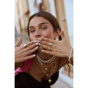 Anillo Celebrate Verde Baño Oro