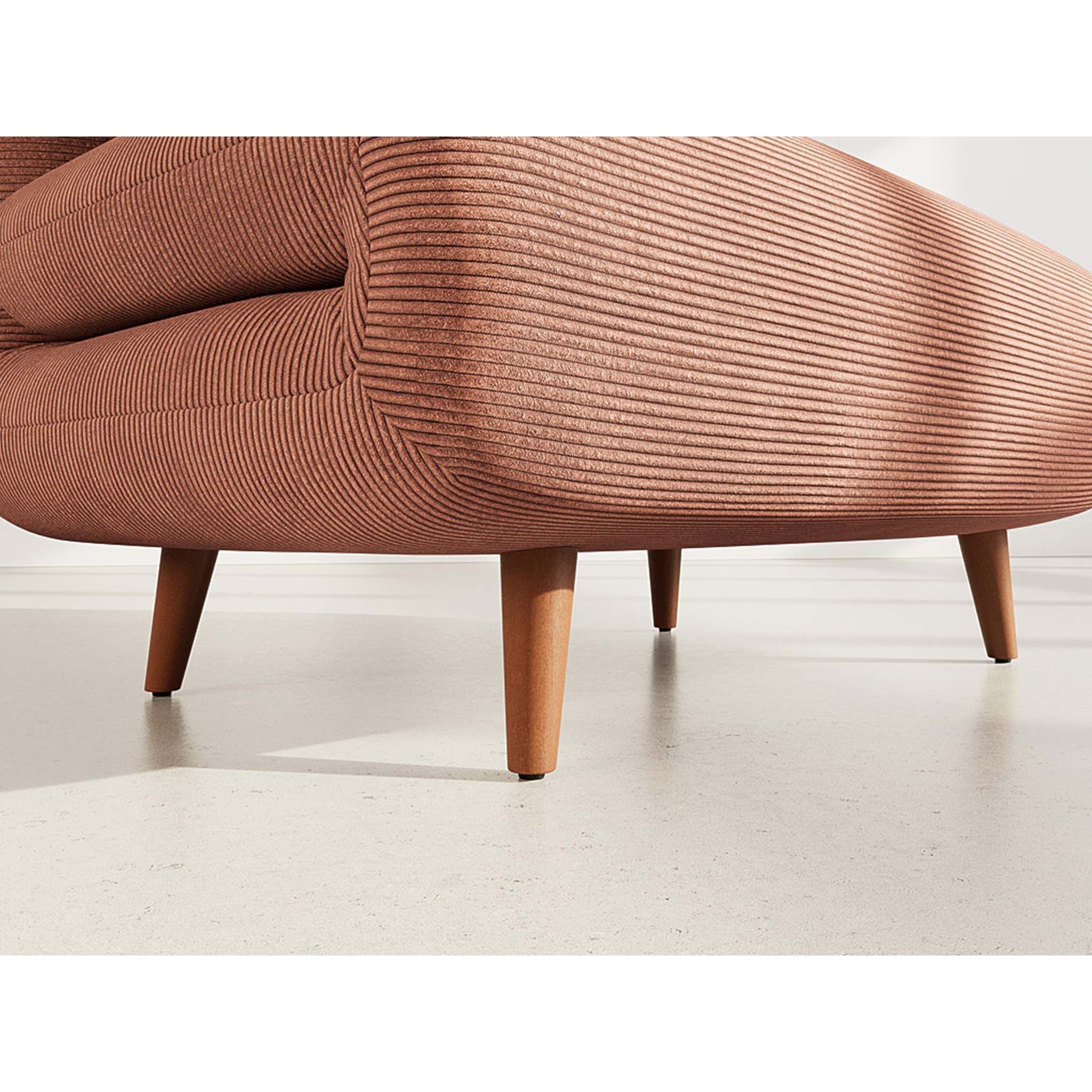 Lumi - Banquette convertible clic-clac 1 place en velours côtelé - Terracotta