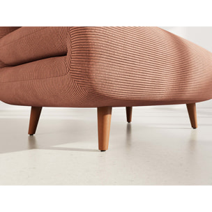 Lumi - Banquette convertible clic-clac 1 place en velours côtelé - Terracotta