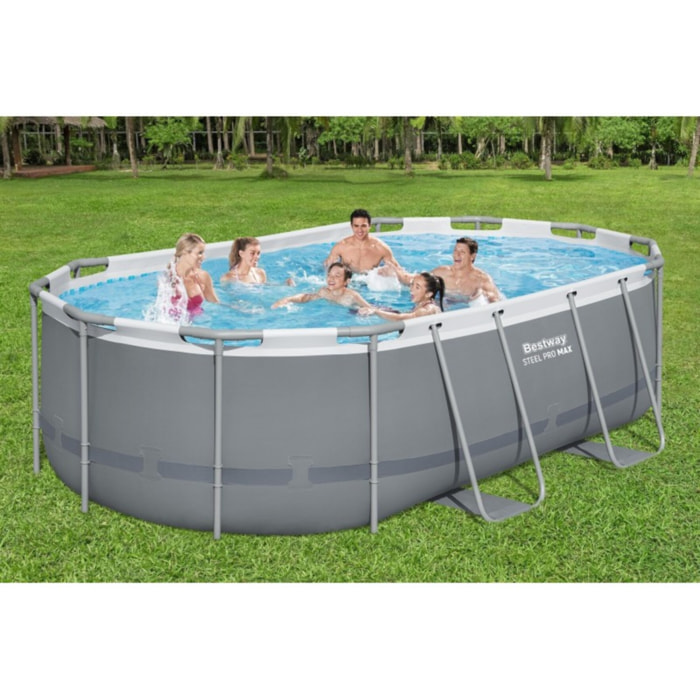 Bestway Piscine hors sol tubulaire ovale Bestway Steel Pro Max 427 x 250 x 100 cm gris clair sans accessoires