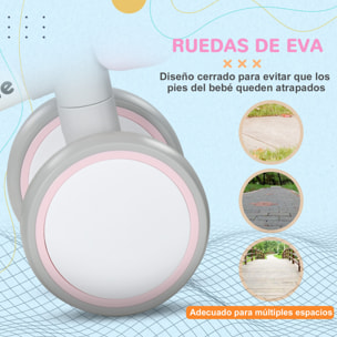 Bicicleta sin Pedales para Niños de 12-36 Meses Bicicleta de Equilibrio con Asiento Ajustable Cesta y 4 Ruedas Silenciosas Carga 20 kg 56x27x39 cm Rosa