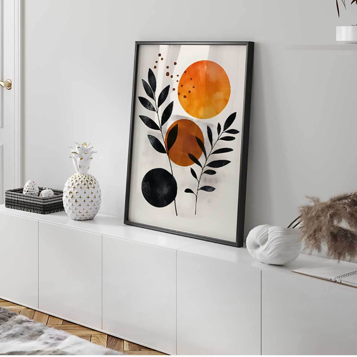 Affiche encadrée composition végétale moderne Affiche + cadre en métal - Noir