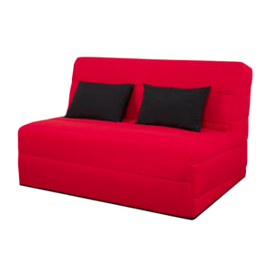 Banquette convertible Salma, matelas Simmons, 140 x 190 cm, 2 coussins offerts, rouge
