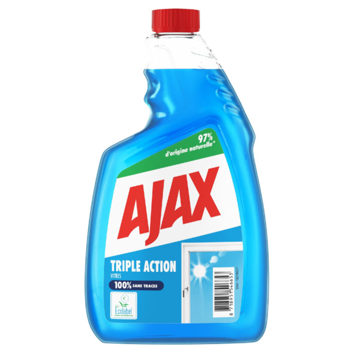 Pack de 12 - Recharge Nettoyant Vitres Ajax Triple Action Ecolabel - 750ml