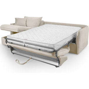 Canapé d'angle convertible express déhoussable 5 places en velours - GINA