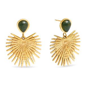 Pendientes Verde Catalina Acero Baño Oro
