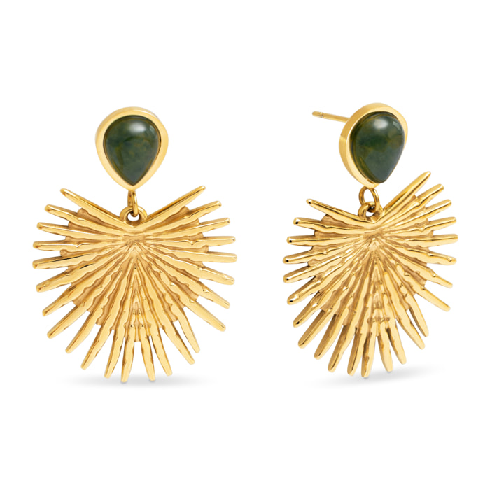 Pendientes Verde Catalina Acero Baño Oro