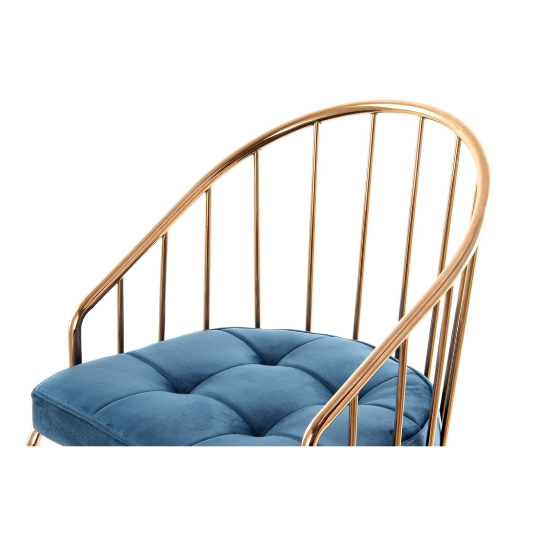 Sedia di design Palma in velluto blu scuro e metallo