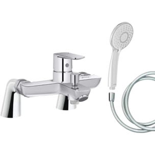 Mitigeur baignoire July+ + pommeau de douche Juliette + flexible de douche lisse + colonnettes