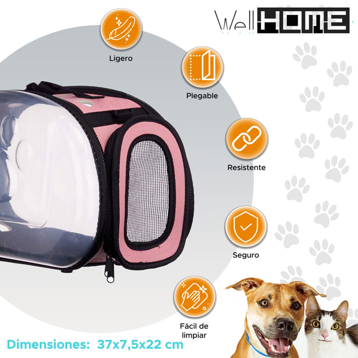 Well home transportín plegable para mascotas color rosa
