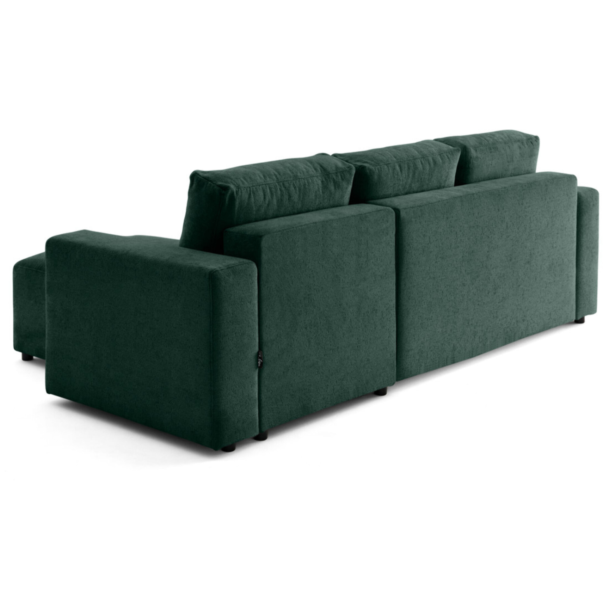 Livy - canapé d'angle réversible 4 places convertible avec coffre en velours texturé - Vert