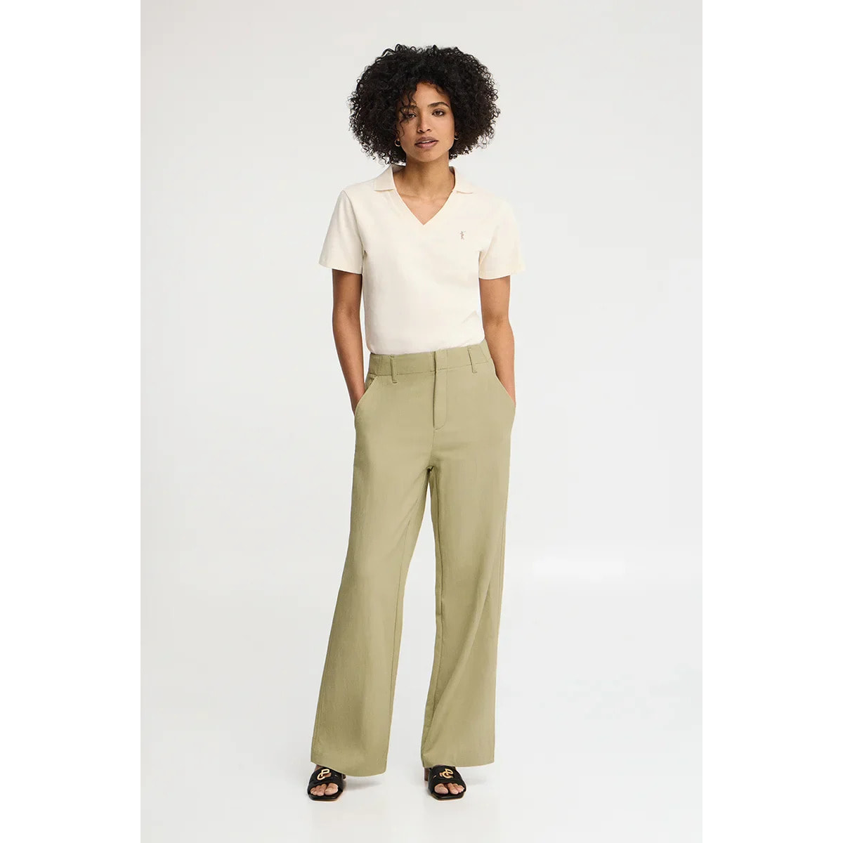 Pantaloni grigio pietra dal fit dritto con logo Polo Club