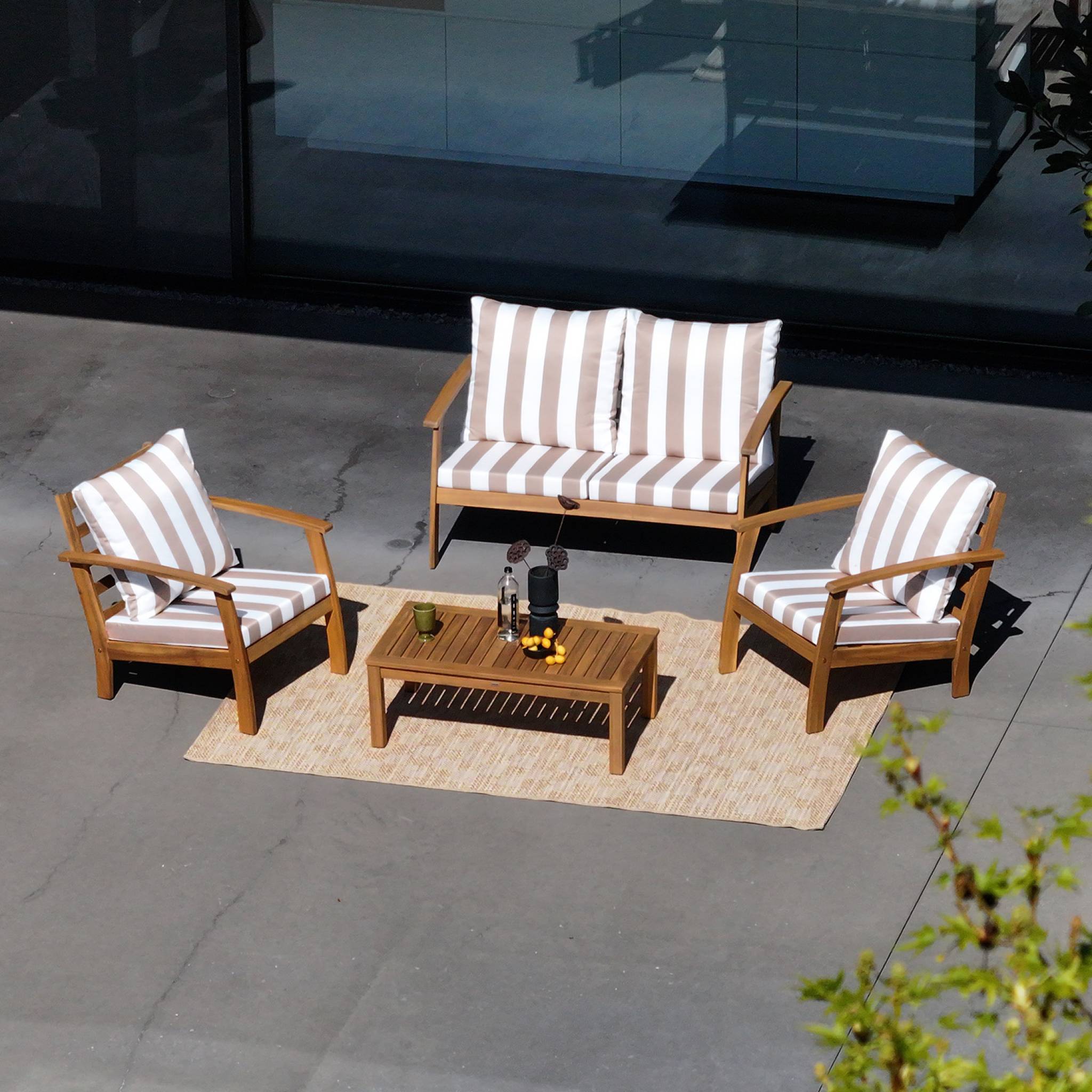 Salon de jardin bois d'acacia 4 places USHUAIA