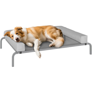 Cama Elevada para Perros Refrescante con Refuerzos Extraíbles Cama Elevada para Perros Medianos Portátil con Malla Transpirable Marco de Acero para Interior Exterior 110x75x30 cm Gris Claro