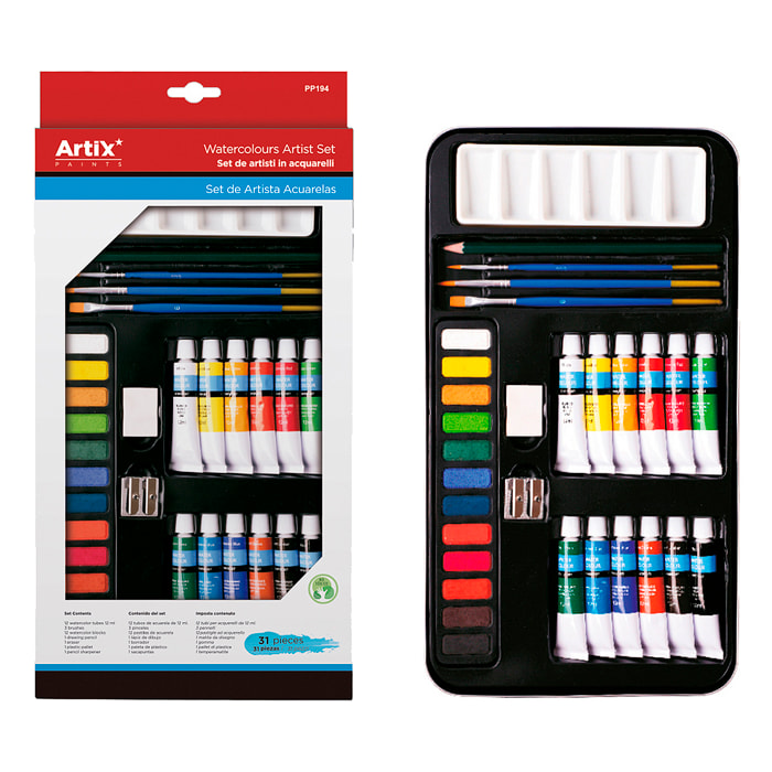 SET 31 PEZZI PITTURA ACQUERELLO PROFESSIONALE