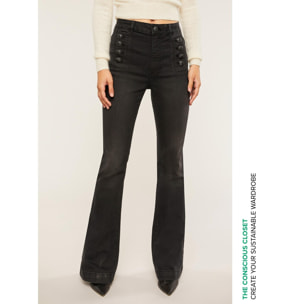 Motivi - Jeans flare con motivo bottoni - Nero