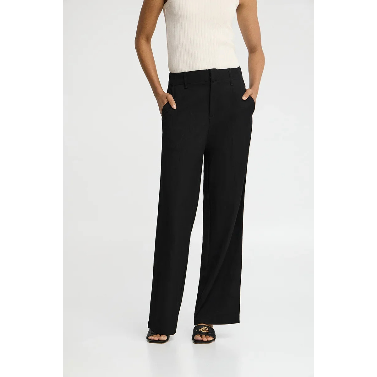 Pantalón negro de corte recto con logo Polo Club