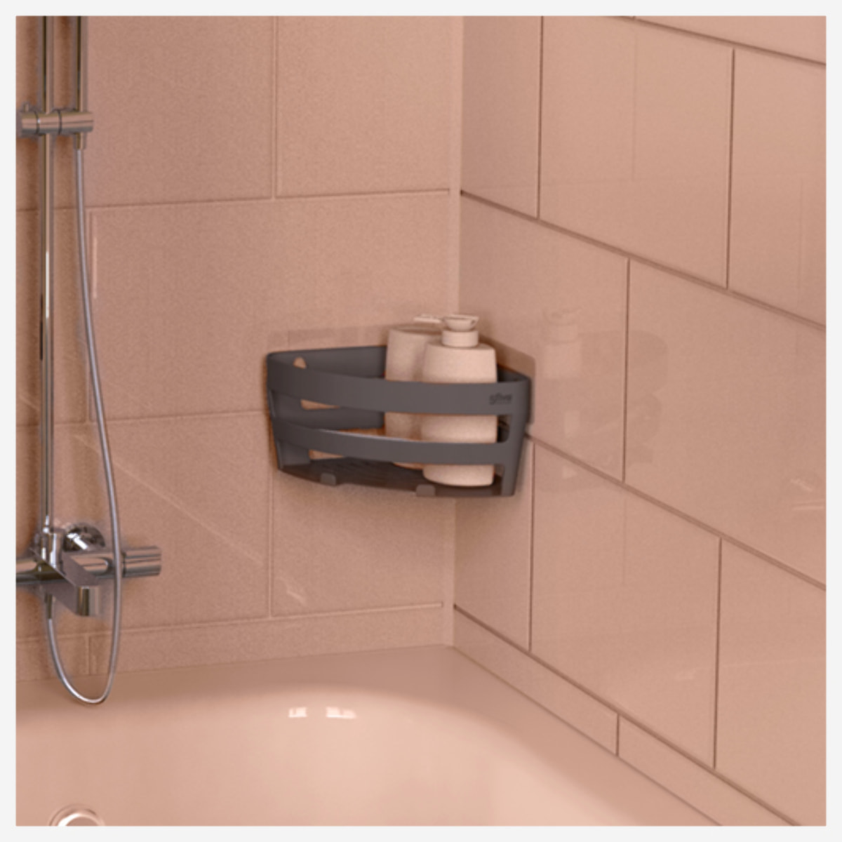 Étagère d'angle à ventouses Gris Bath'n store